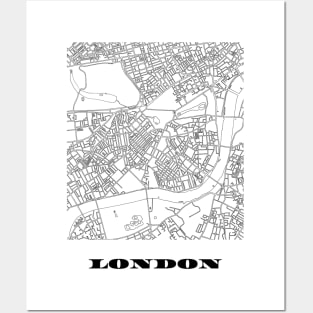 Map of London, England Minimalist Line Drawing Posters and Art